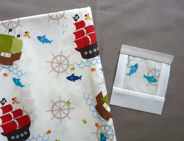 Pirate shark patchwork block