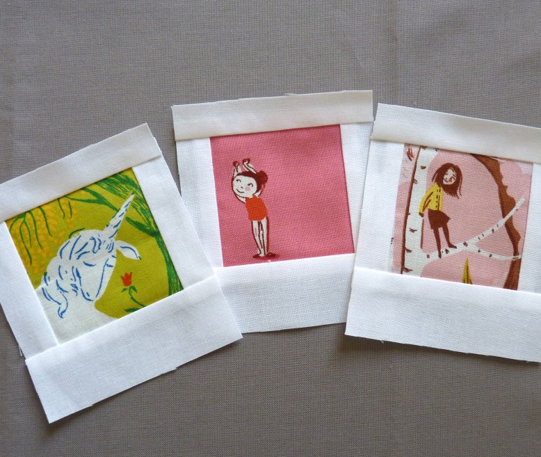 Polaroid blocks in Far Far Away and Tiger Lily fabrics