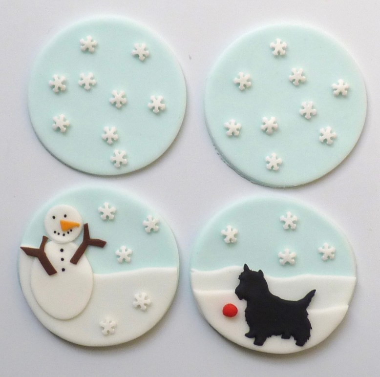 Cupcake toppers - snowman and scottie dog