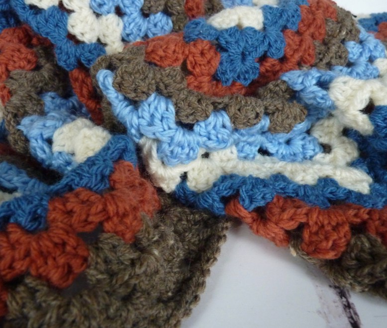 Giant crochet granny square blanket detail