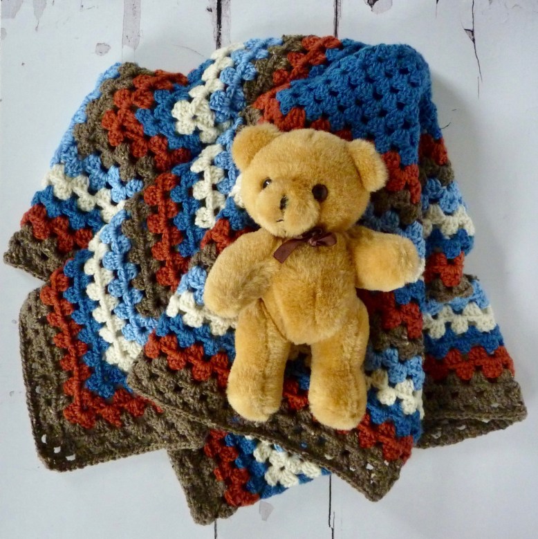 Giant crochet granny square blanket