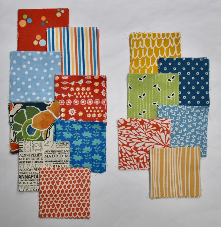 Fabrics used in scandi bird quilt