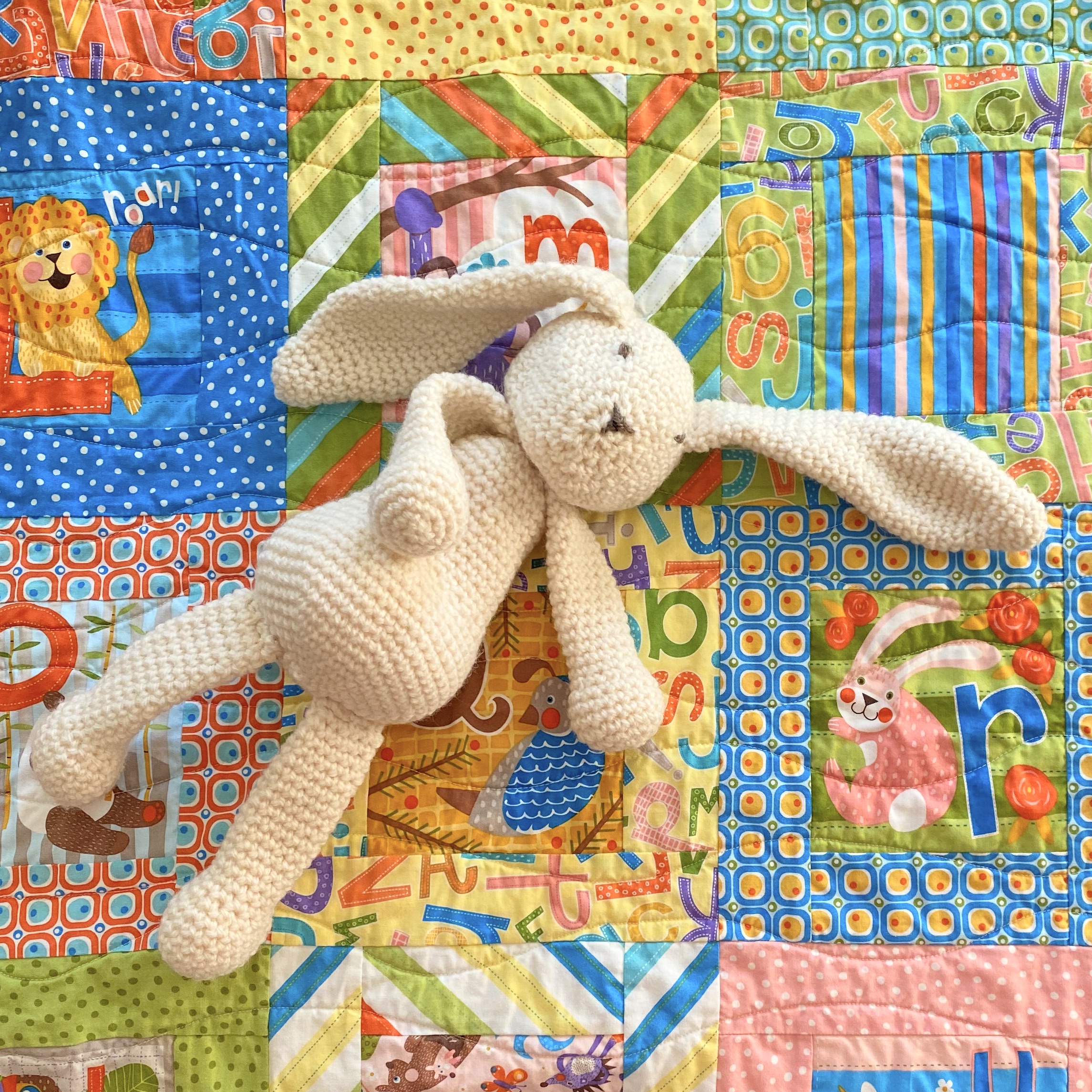 Detail of ABC Menagerie baby quilt